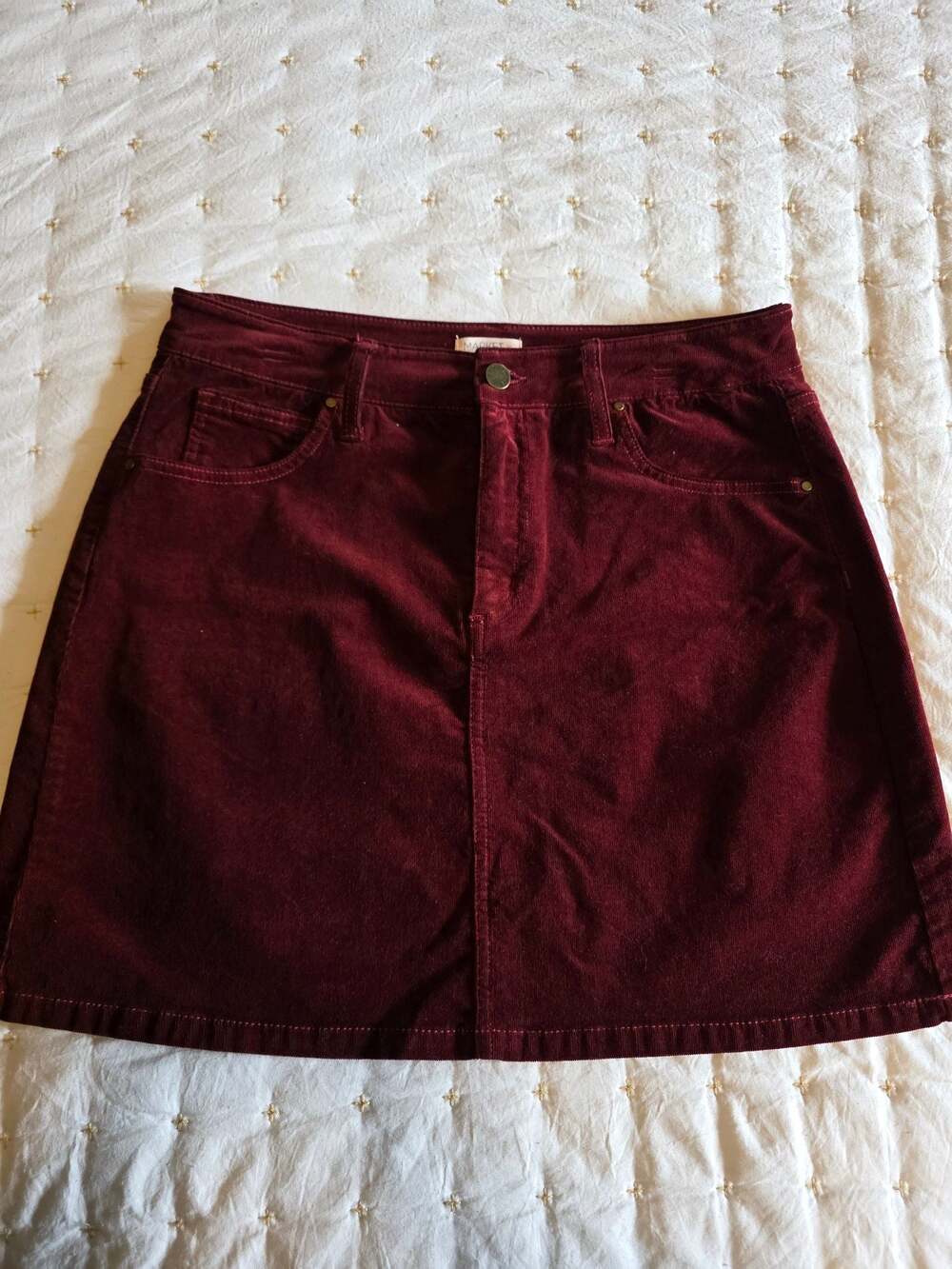 Market & Spruce Women's Burgundy Corduroy Mini Skirt Size 10 Petite